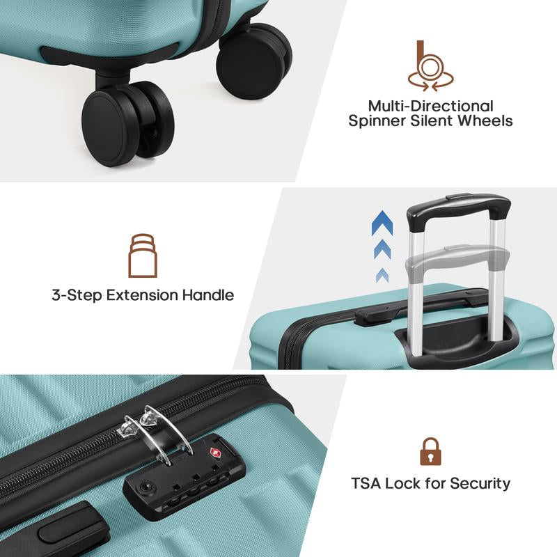 Ultimate 3-Piece Hardside Luggage Set: 20" Carry-On, 24" & 28" Suitcases with 360° Spinner Wheels and TSA Lock for Effortless Travel