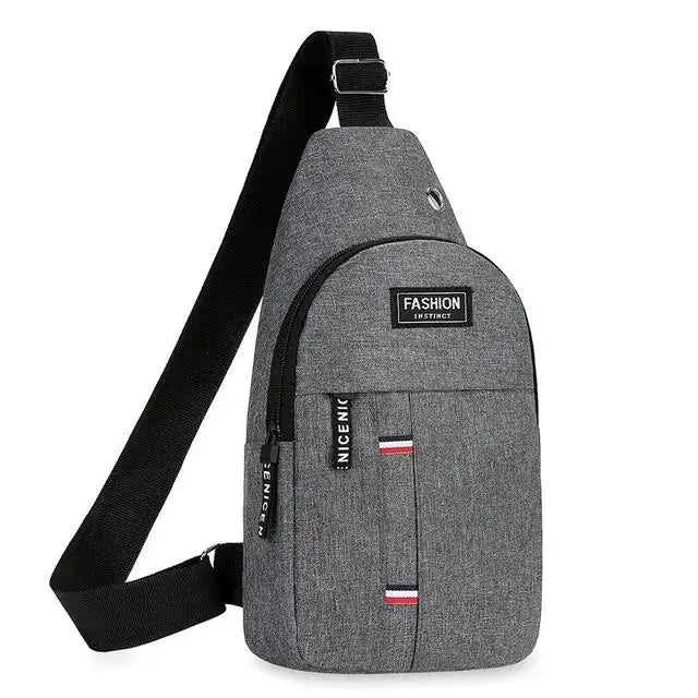 Men's Functional Chest Bag, Suitable for Business Trips and Travel, Single Shoulder Bag, Single-Layer Pocket, Nylon Material