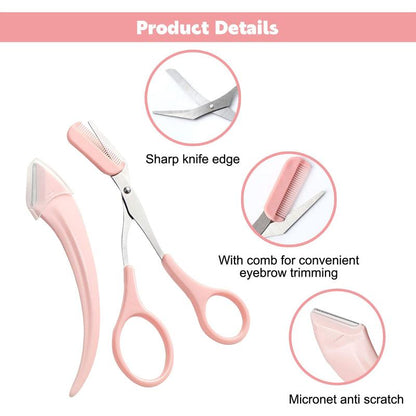 Ultimate Eyebrow Scissors Set - 3 Essential Tools for Perfectly Shaped Brows, Ideal for Women & Men, Travel-Friendly Design