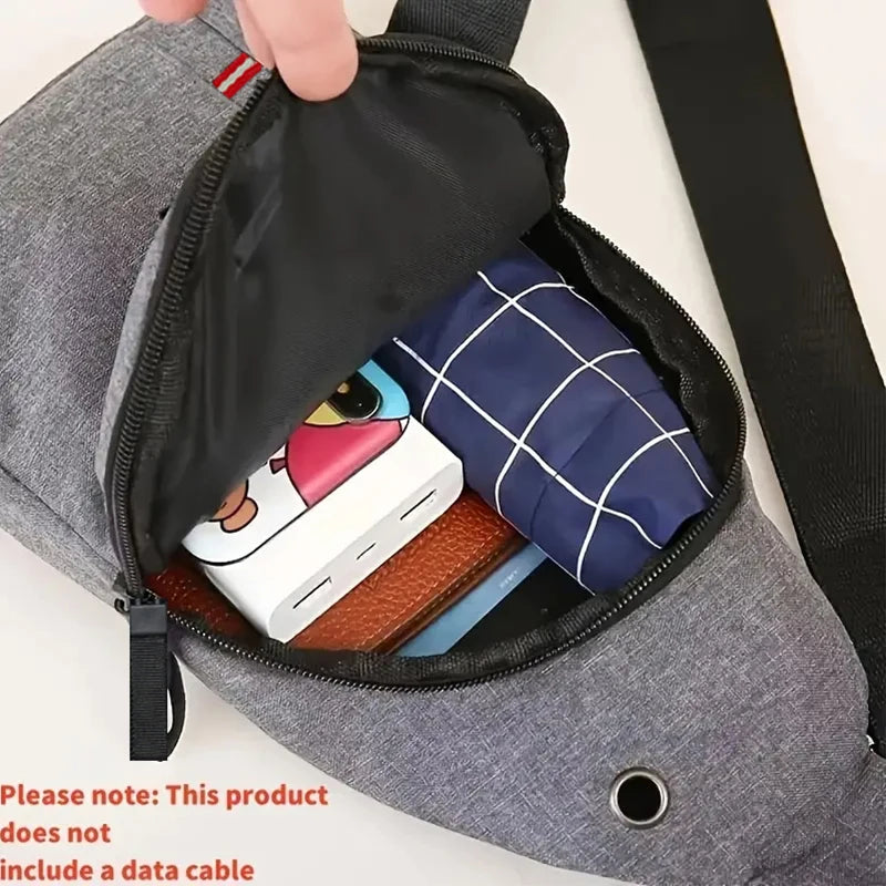 Men's Functional Chest Bag, Suitable for Business Trips and Travel, Single Shoulder Bag, Single-Layer Pocket, Nylon Material