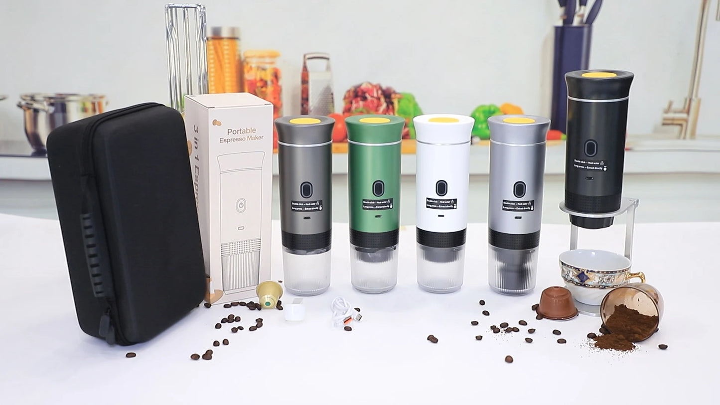 3 in 1 TYPE C Travel Cold Hot Brewing Cafe Machine USB 3 in 1 Portable Mini Espresso Handheld Capsule Self Heating Coffee Maker-4
