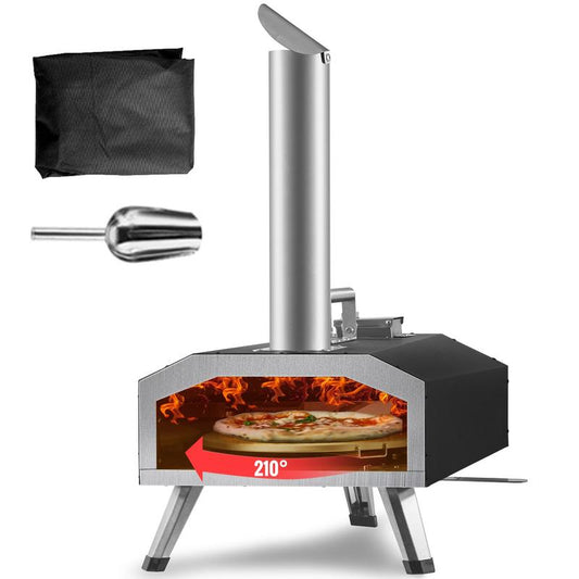 VEVOR Multi-Fuel Outdoor Pizza Oven, Tiktokshopblackfriday, Wood Fired & Gas Pizza Maker with Rotating Pizza Stone, Propane Pellet Dual Fuel Pizza Grill for Backyard, Portable Pizza Ovens for Outside, CSF Certified
