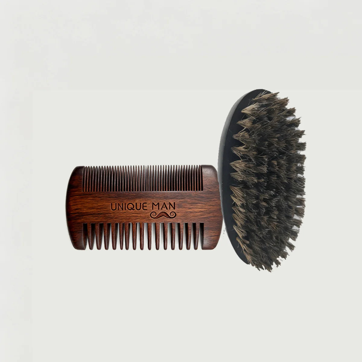 UNIQUE MAN Men's Beard Set, Black Beard Brush and Comb, Perfect for Daily Beard Grooming and Styling, Ideal Christmas Gift