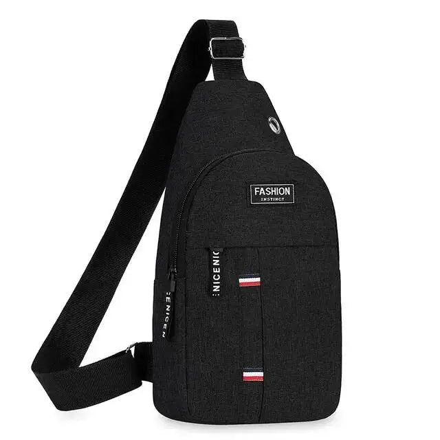 Men's Functional Chest Bag, Suitable for Business Trips and Travel, Single Shoulder Bag, Single-Layer Pocket, Nylon Material